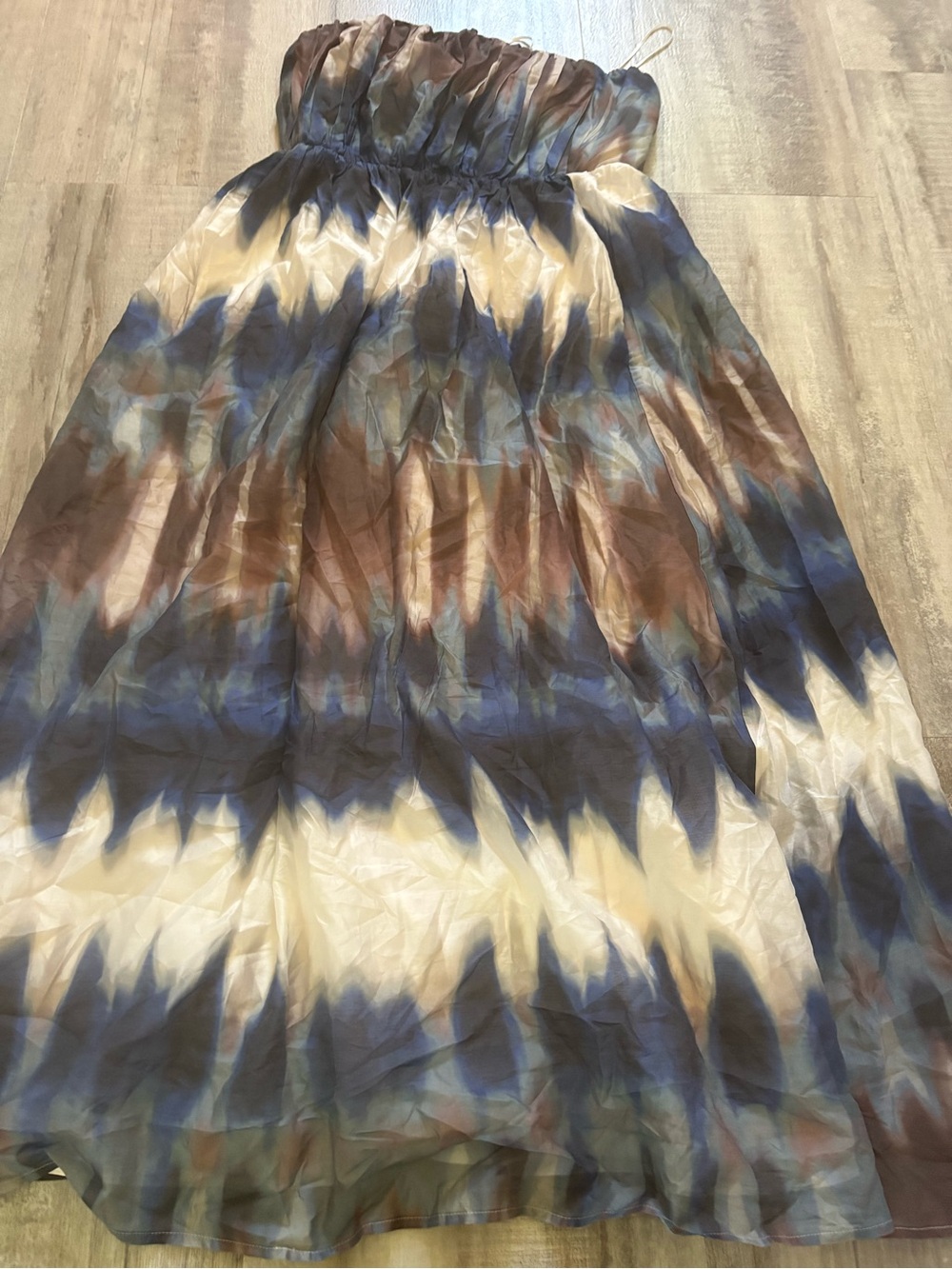 Banana Republic Blue Brown white strapless maxi dress
